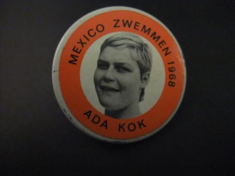 Ada Kok oud-zwemster ( vlinderslag ) Olympische Spelen Mexico 1968